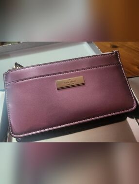 kate spade Metallic Pink-Mauve Card Holder with Gold Plate